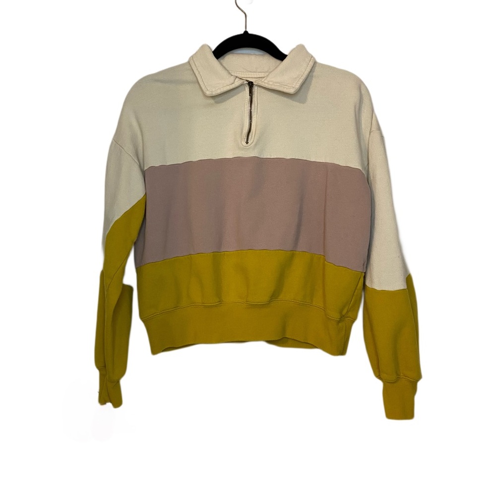 Quarter Zip Color Block Sweatshirt